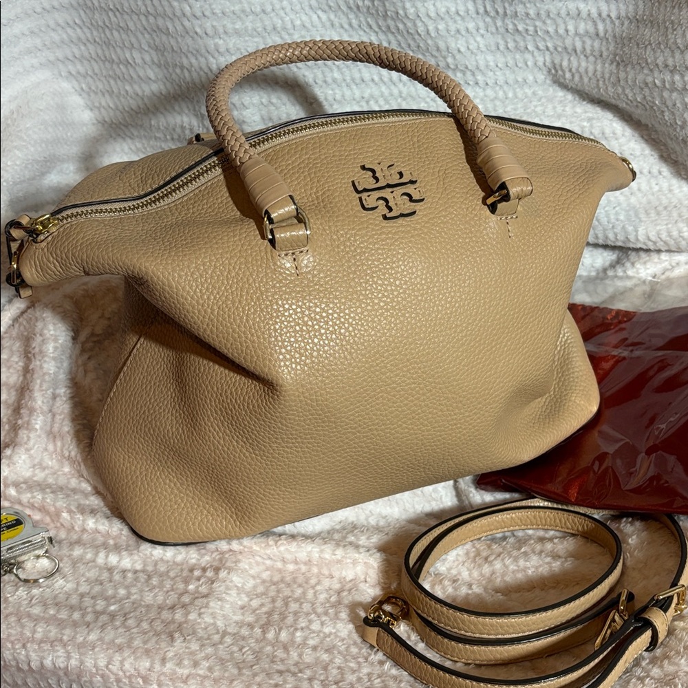 Tory Burch Beige Leather Tote with Braided Handles - Picture 9 of 10